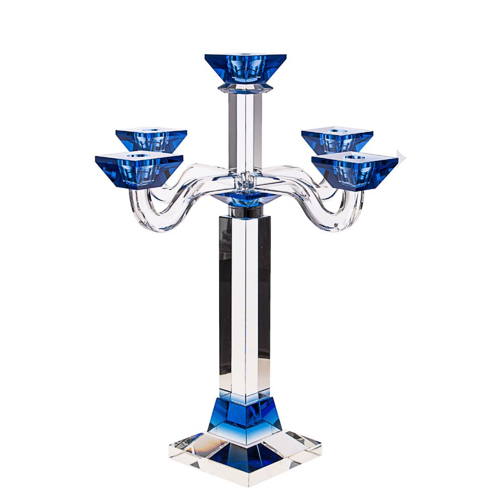 #16442-B Candelabra Crystal 5 Branches with blue accents