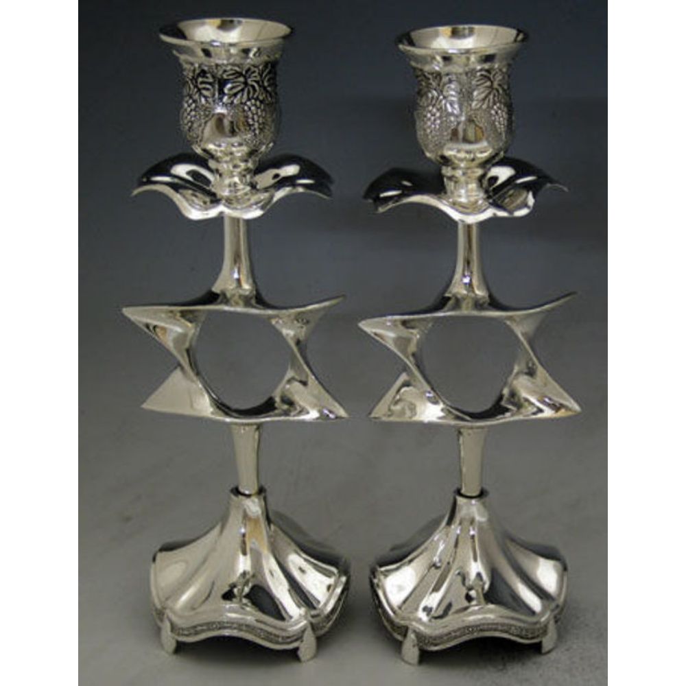 Crystal & Silver Plated Candlestick Star of David