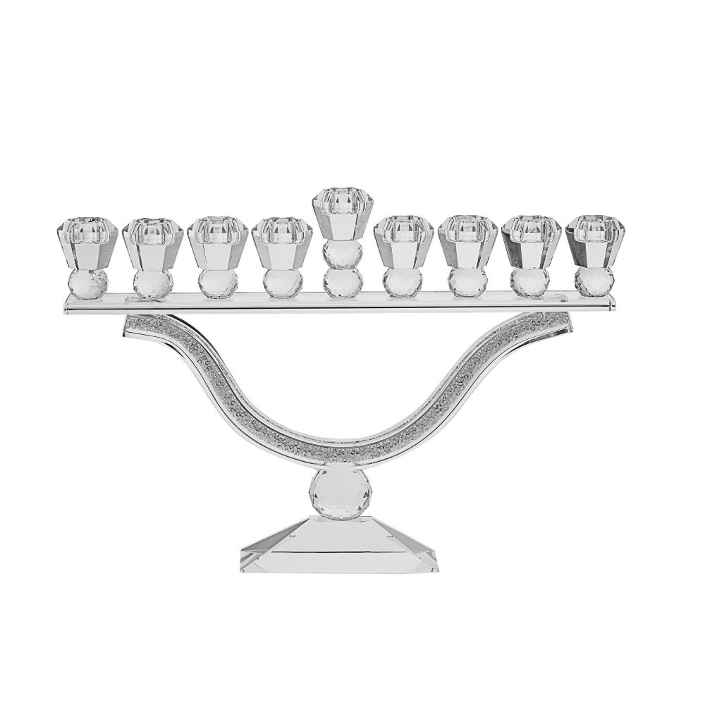 Crystal With Crushed Stones Menorah