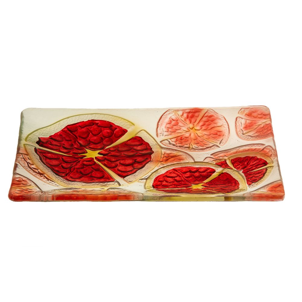 #826 Pomegranates Glass Platter