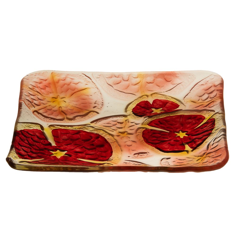 #826-C Pomegranates Square Glass Plate