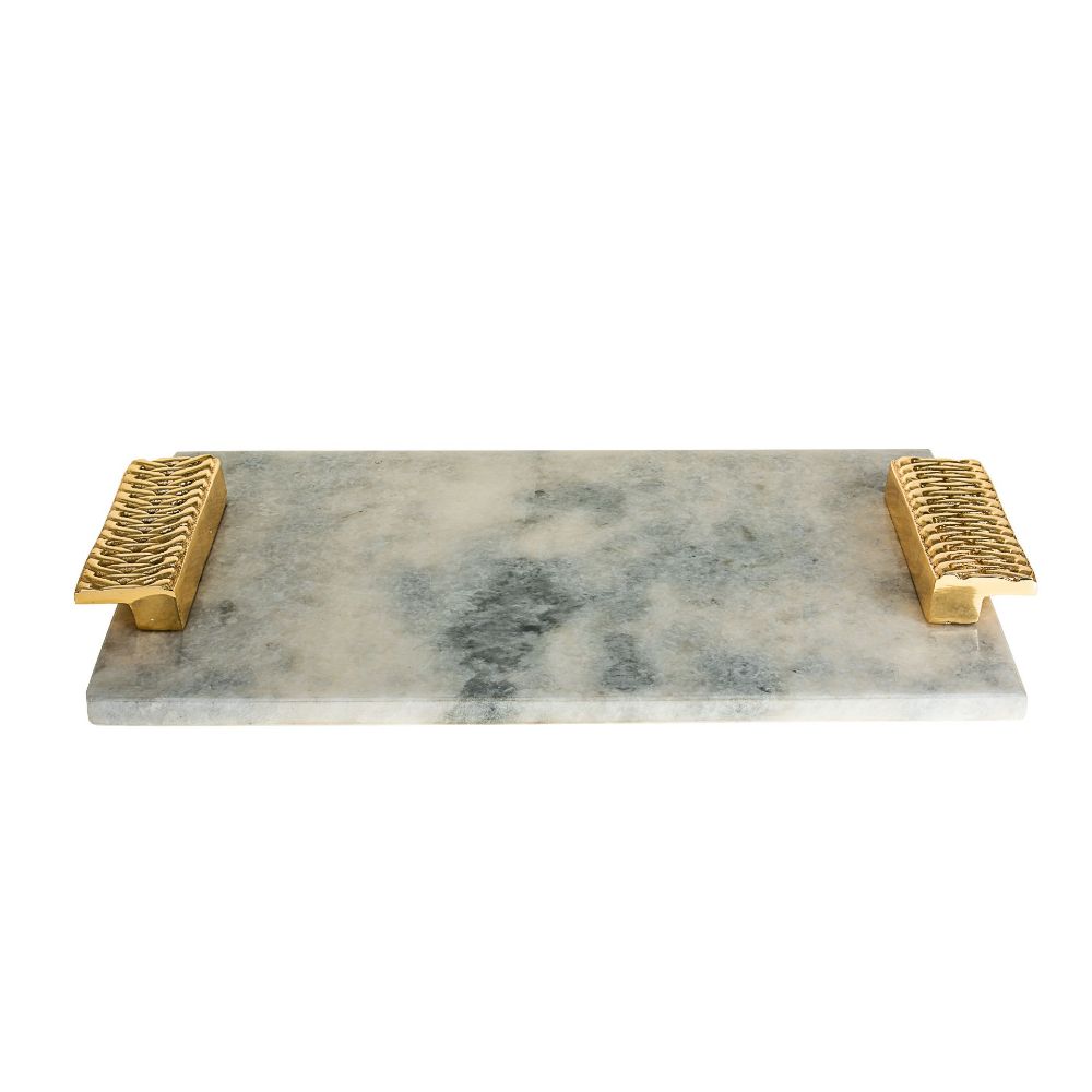 #1486 Marble Challah board with Gold Handle