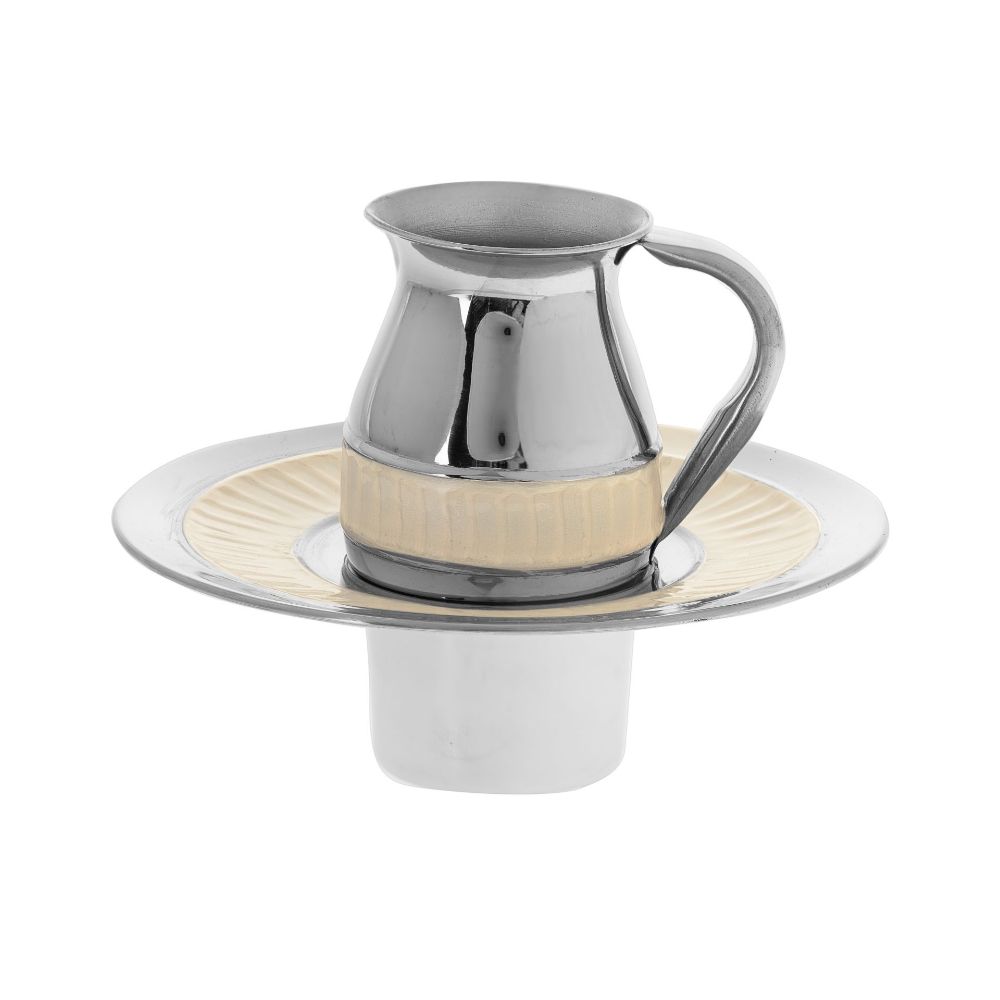 7018-W Large Mayim Achronim Stainless Steel with white enamel