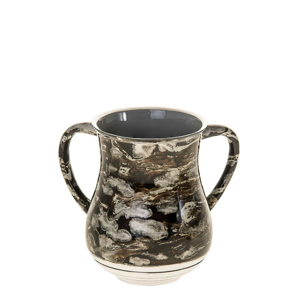 7069-BW Wash Cup Black and White Enamel