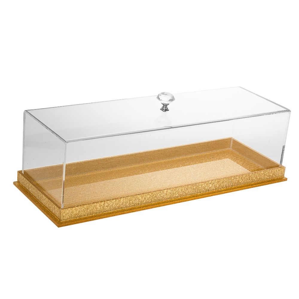 1635-G Cake Box Lucite Silver with clear lid