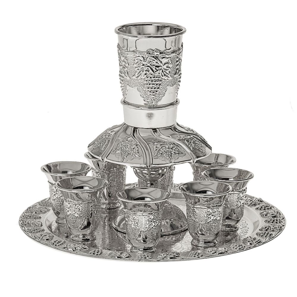 #803-F Silver Plated 8 cup Fountain Grape Design