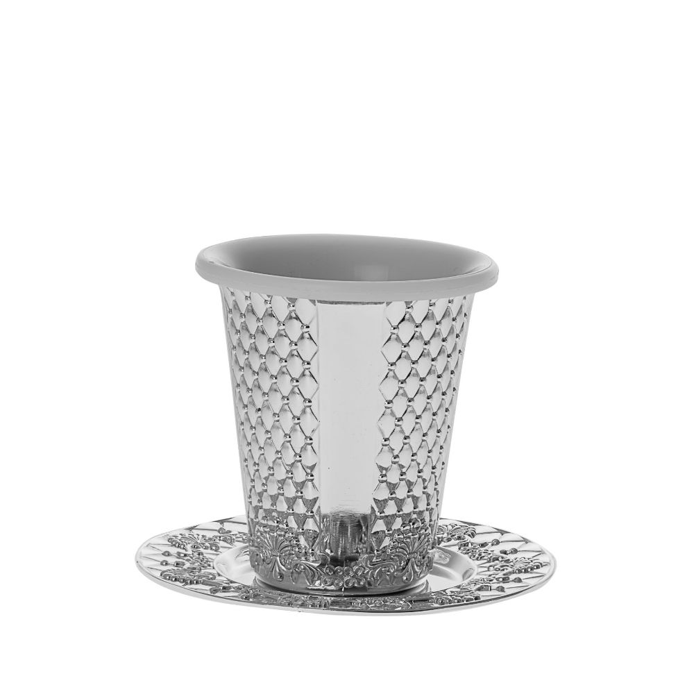2433 Kiddush Cup and tray Silver Plated with Stones