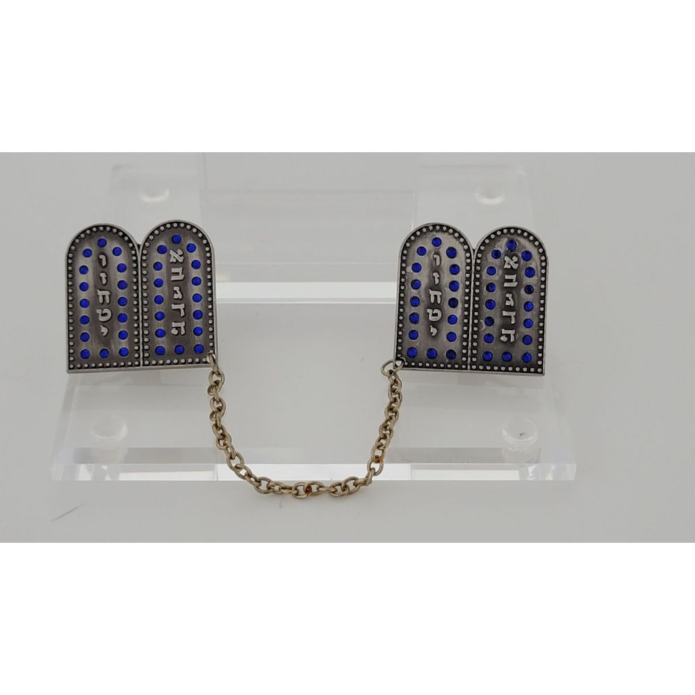 Legacy Fine Gifts & Judaica Tallis Clips Metal with Blue Stones