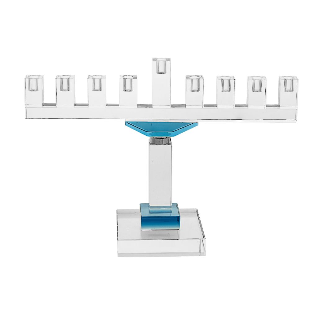 Legacy Fine Gifts & Judaica Crystal Menorah with Blue Accents
