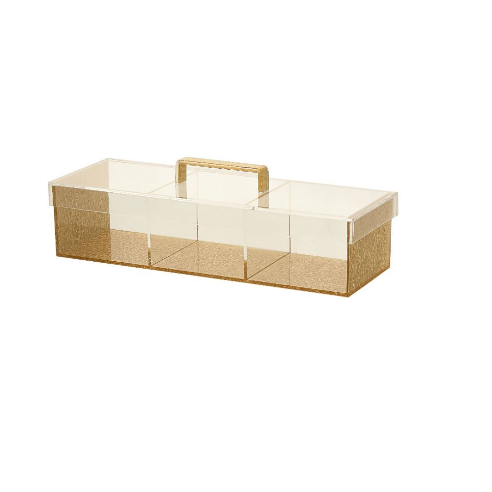 Legacy Fine Gifts & Judaica Sectional 3 Dishes Lucite Gold Box with Lid