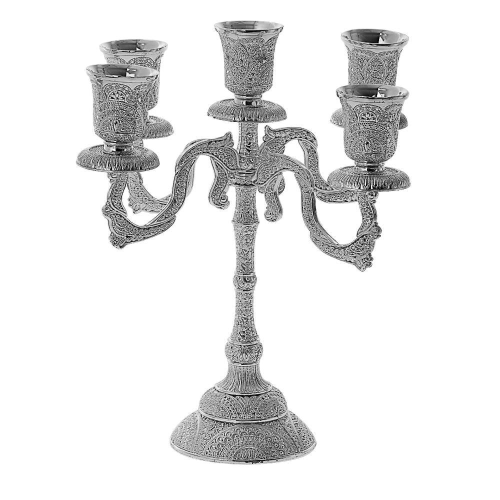Legacy Fine Gifts & Judaica Silver Plated Candelabra 5 Light Filigree