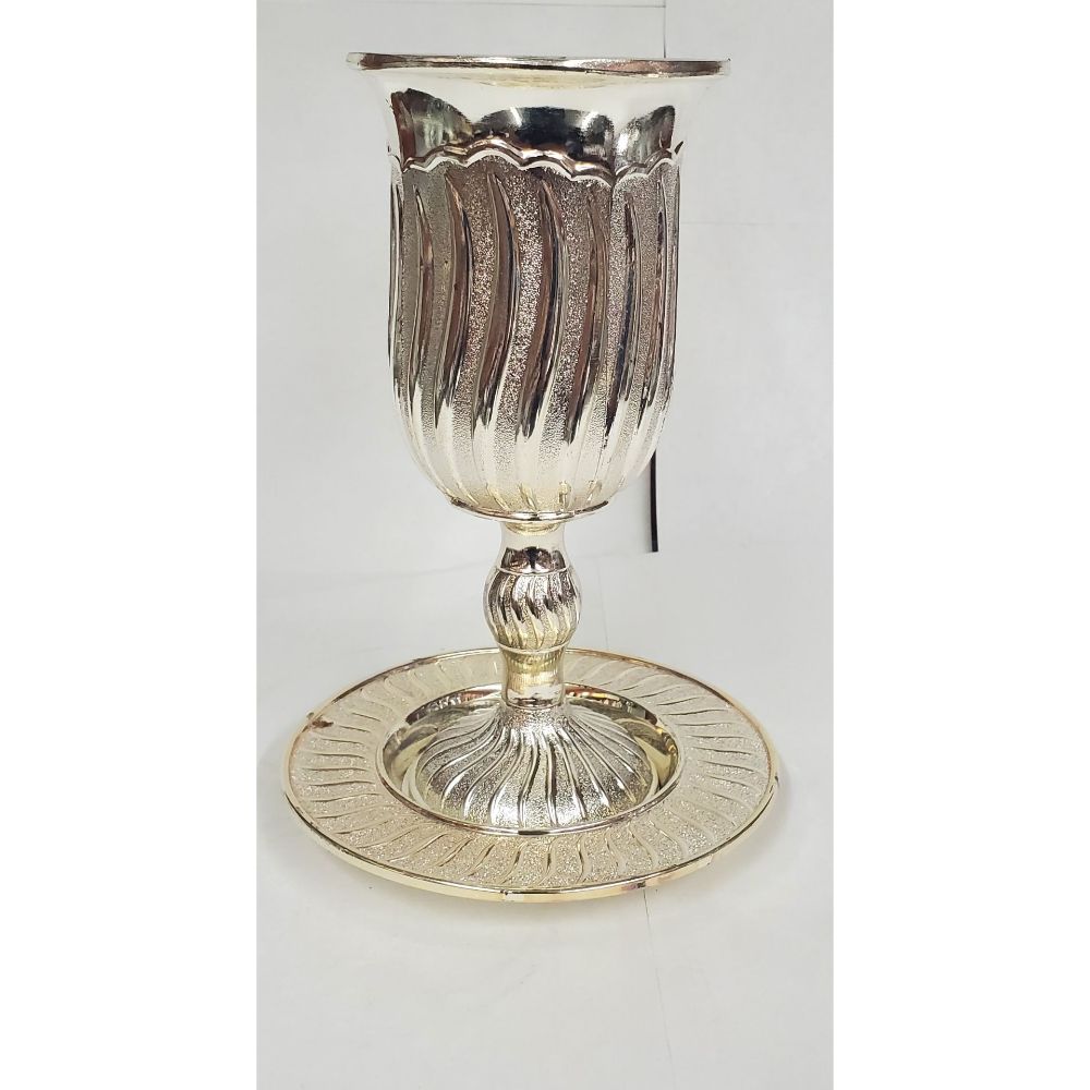#3216 Kiddush Cup Silver Plated Line Design