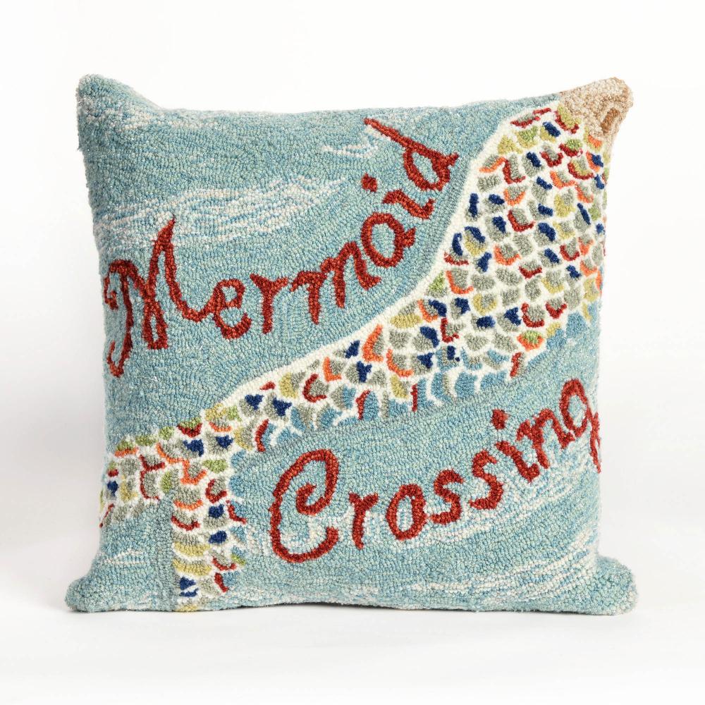 Liora Manne 7FP8S144803 FRONTPORCH MERMAID CROSSING WATER Pillow