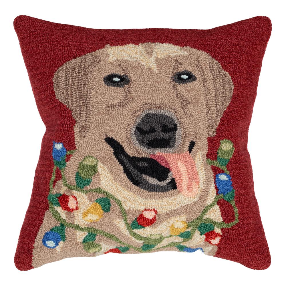 Liora Manne 7FP8S156124 1561/24 Happy Holidays Red 18" Square Pillow