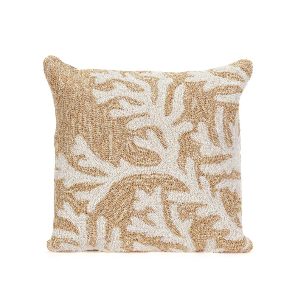 Liora Manne 1620/12 Frontporch Coral Indoor/Outdoor Pillow Natural 18" Square