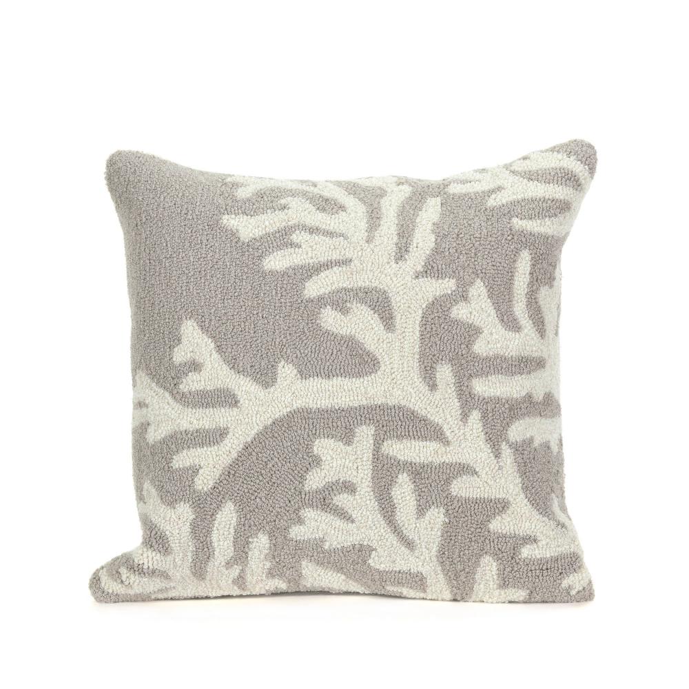 Liora Manne 1620/47 Frontporch Coral Indoor/Outdoor Pillow Grey 18" Square