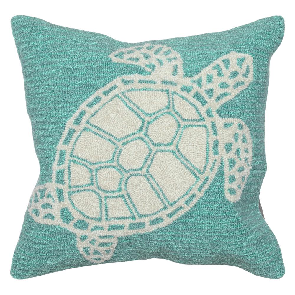 Liora Manne 1634/04 Frontporch Turtle Indoor/Outdoor Pillow Blue 18" Square