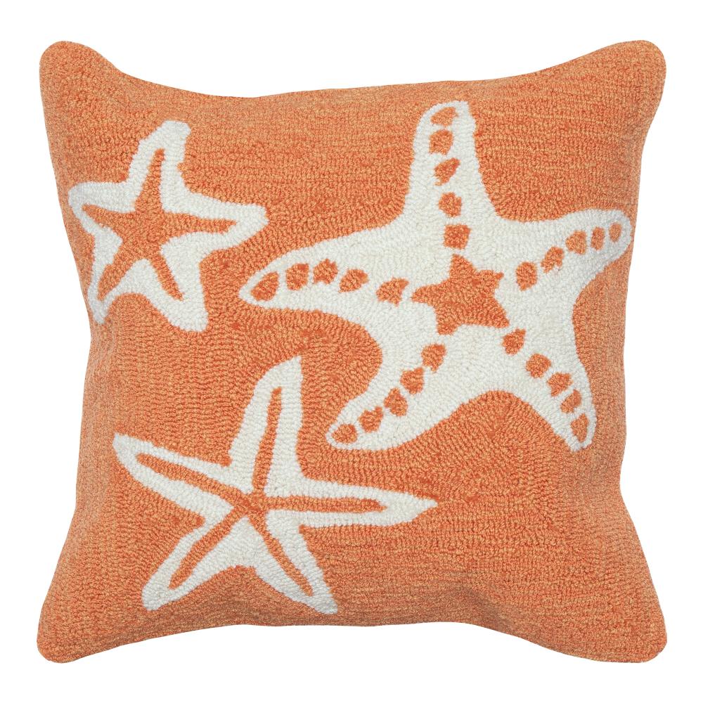 Liora Manne 1667/18 Frontporch Starfish Indoor/Outdoor Pillow Orange 18" Square