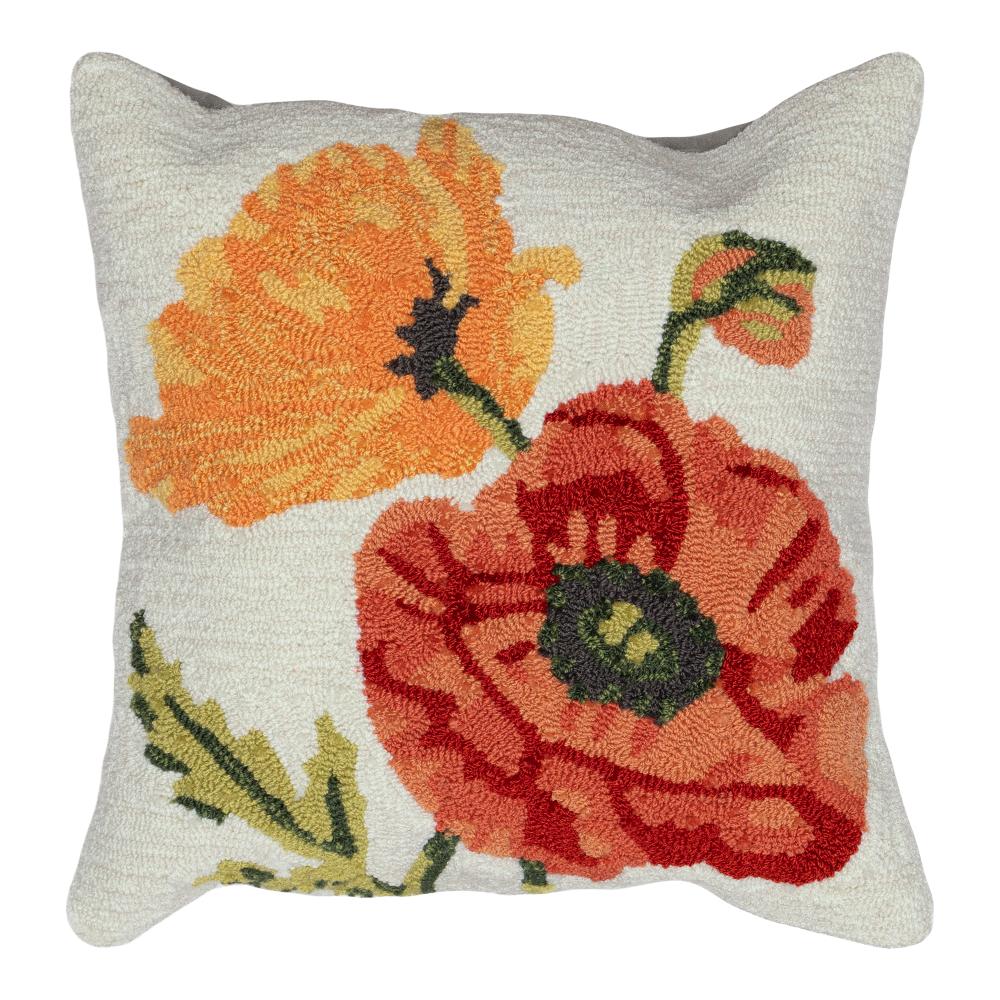 Liora Manne 2272/12 Frontporch Icelandic Poppies Indoor/Outdoor Pillow Natural 18" Square