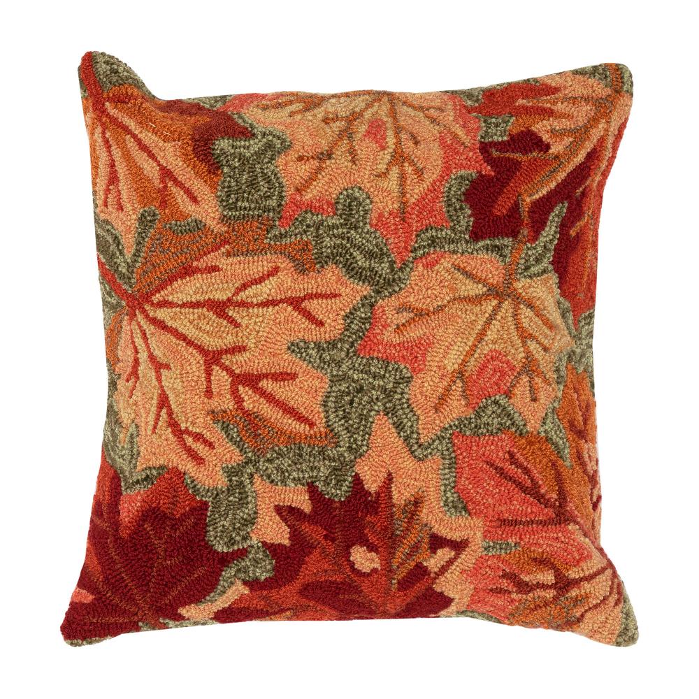 Liora Manne 2304/16 Frontporch Falling Leaves Indoor/Outdoor Pillow Moss 18" x 18"