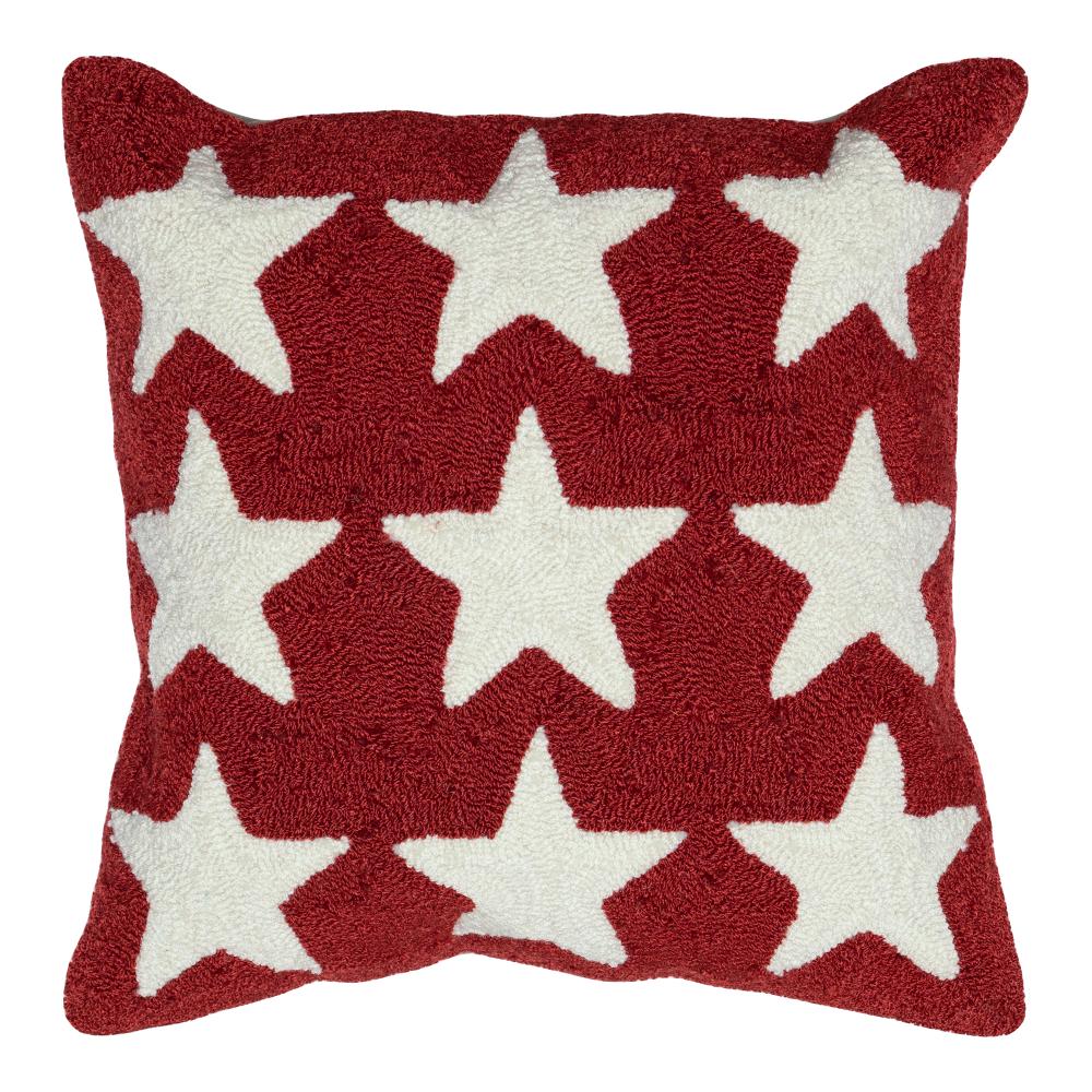 Liora Manne 4251/24 Frontporch Stars Indoor/Outdoor Pillow Red 18" Square