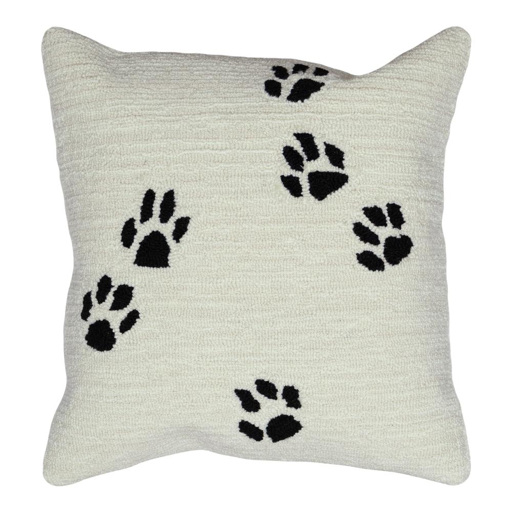 Liora Manne 7FP8S426912  Frontporch Paw Prints Indoor/Outdoor Pillow Natural 18" Square