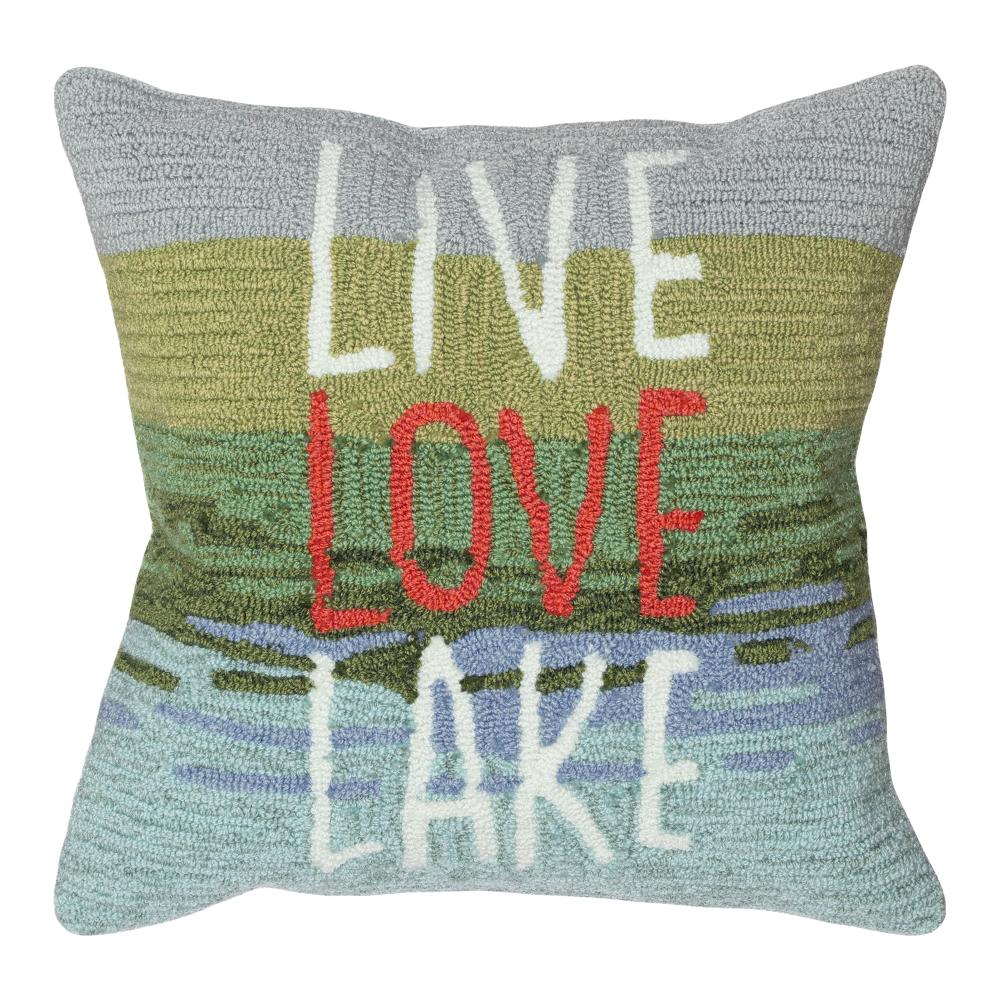 Liora Manne 4507/03 Frontporch Live Love Lake Indoor/Outdoor Pillow Water 18" x 18"