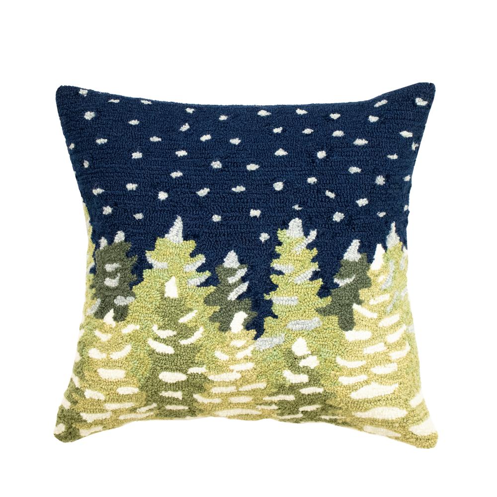 Liora Manne 4512/47 Frontporch Let It Snow Indoor/Outdoor Pillow Midnight 18" x 18" Pillow in Blues