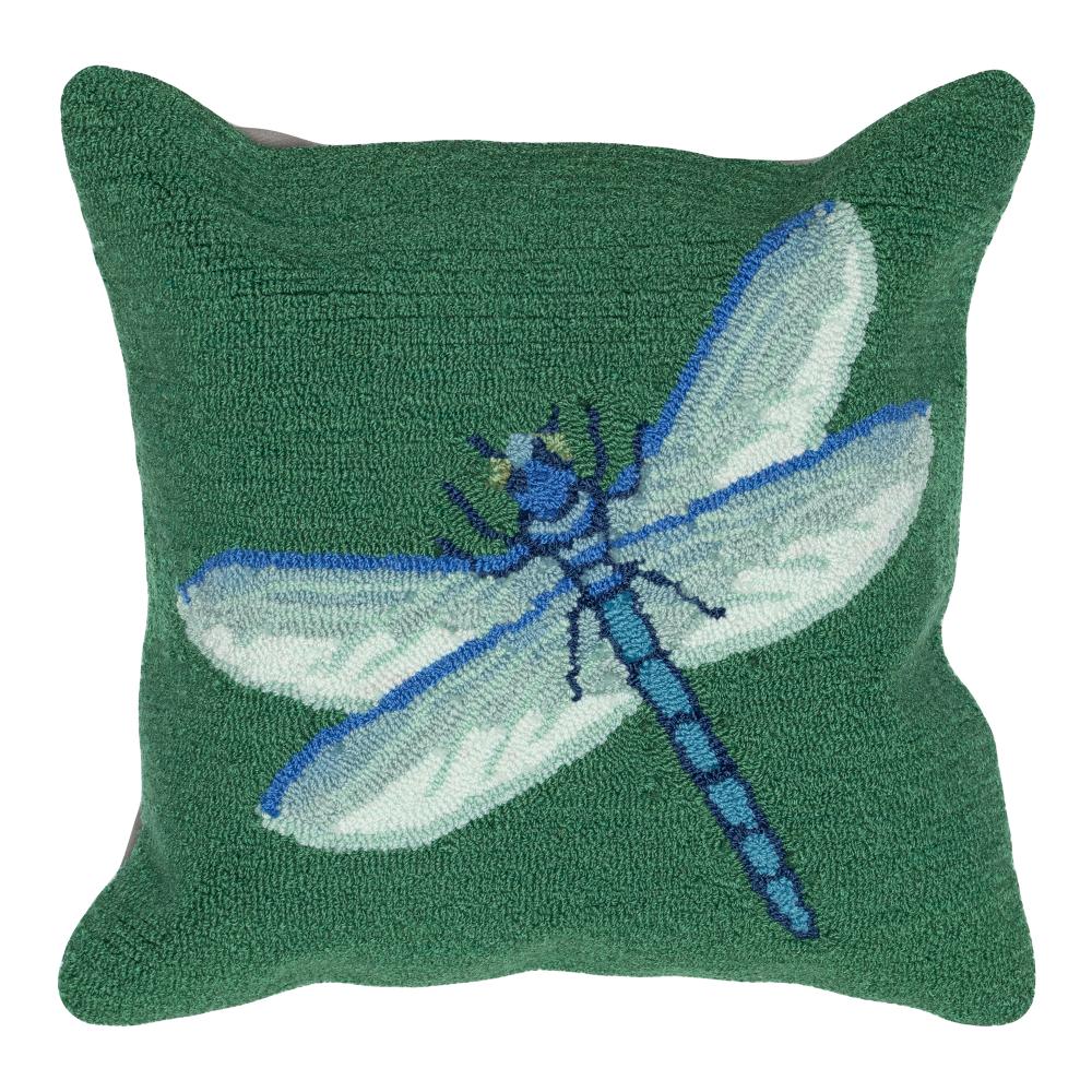 Liora Manne 4556/06 Garden Dragonfly Green Pillows in Green 