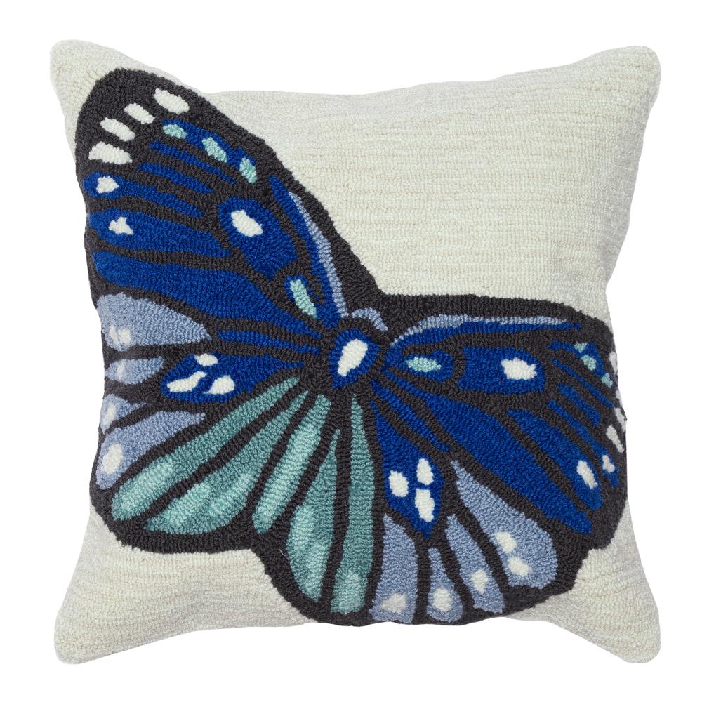 Liora Mann 4596/03 Frontporch Butterfly Indoor/Outdoor Pillow Blue 18" x 18"