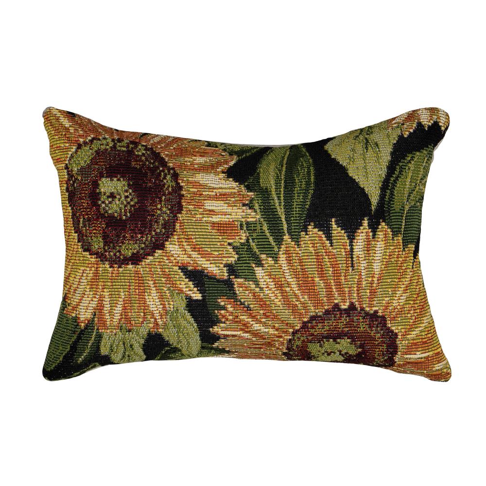 Liora Manne 8184/48 Marina Sunflowers Indoor/Outdoor Pillow Black 12" x 18"