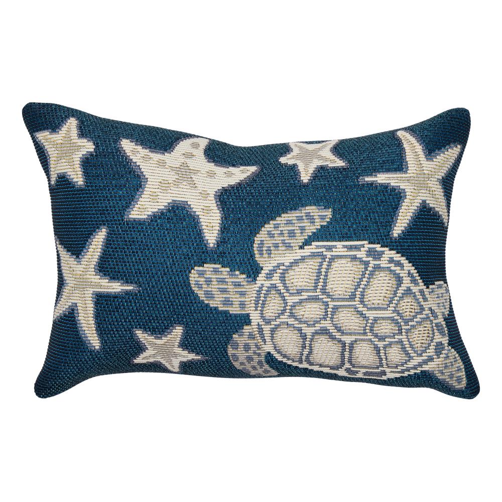 Liora Mann 9576/33 Marina Turtle And Stars Indoor/Outdoor Pillow Navy 12" x 18"