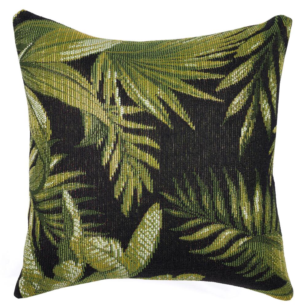 Liora Manne 8115/48 Marina Jungle Leaves Indoor/Outdoor Pillow Black 12" x 18"