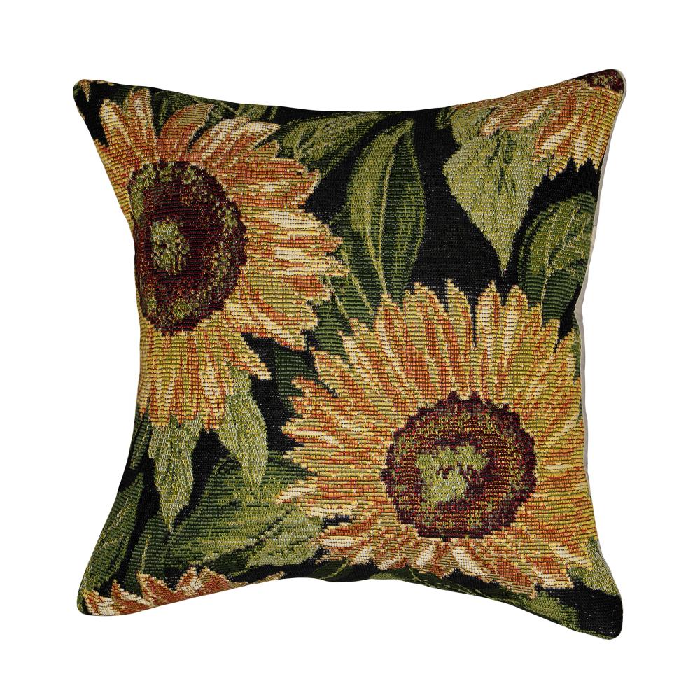 Liora Manne 8184/48 Marina Sunflowers Indoor/Outdoor Pillow Black 12" x 18"
