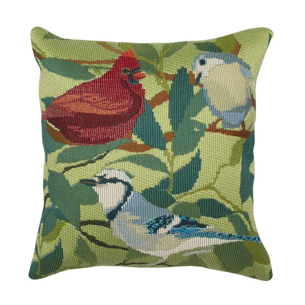 Liora Manne 9587/06 Marina Three Birds Of A Feather Indoor/Outdoor Pillow Green 18" x 18"