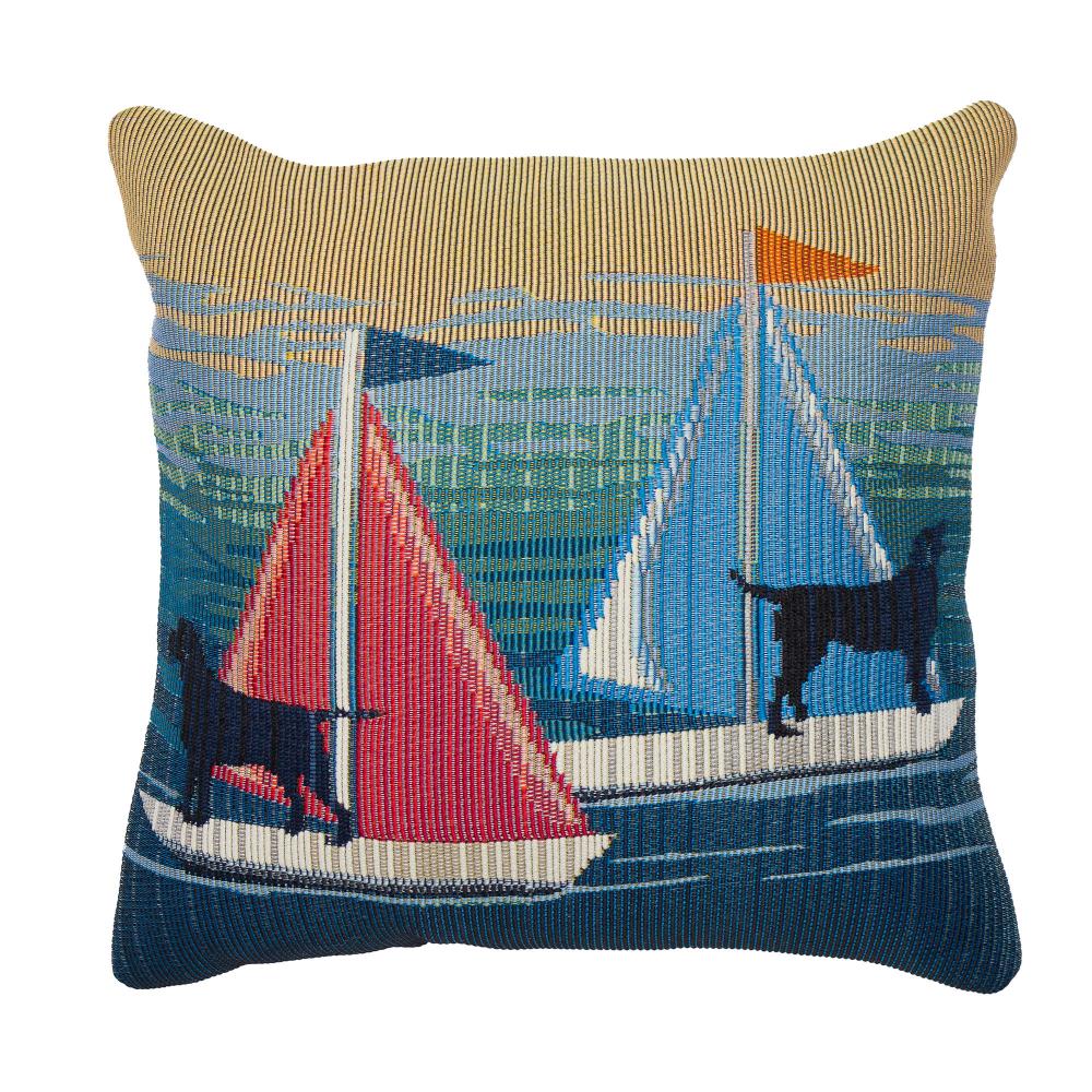 Liora Manne 9601/03 Marina See Spot Sail Indoor/Outdoor Pillow Blue 18" x 18"