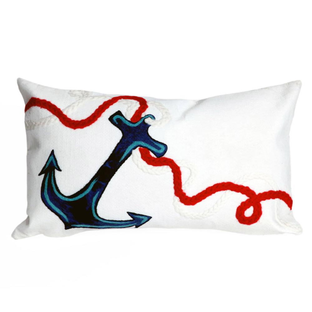 Liora Manne 4144/12  Visions I Anchor Indoor/Outdoor Pillow White 12"X20"