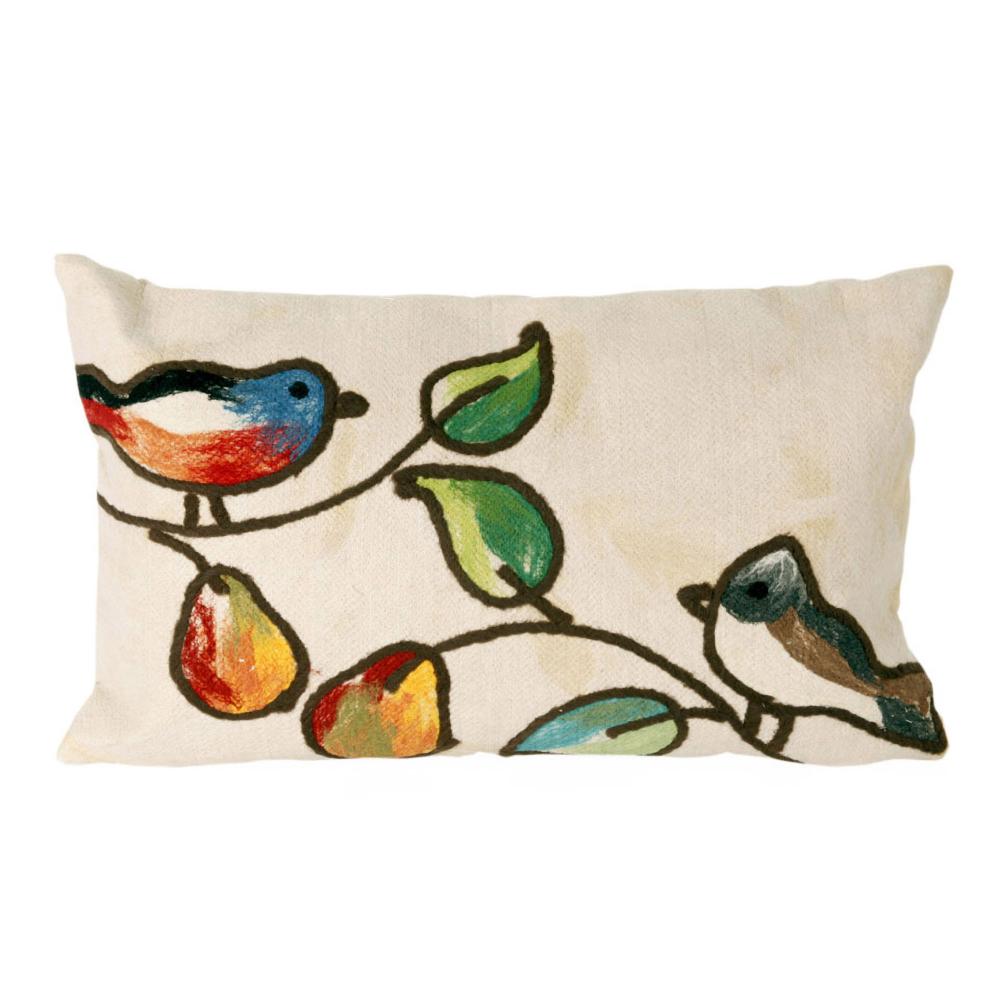 Liora Manne 7SC1S411912 VISIONS III SONG BIRDS CREAM Pillow