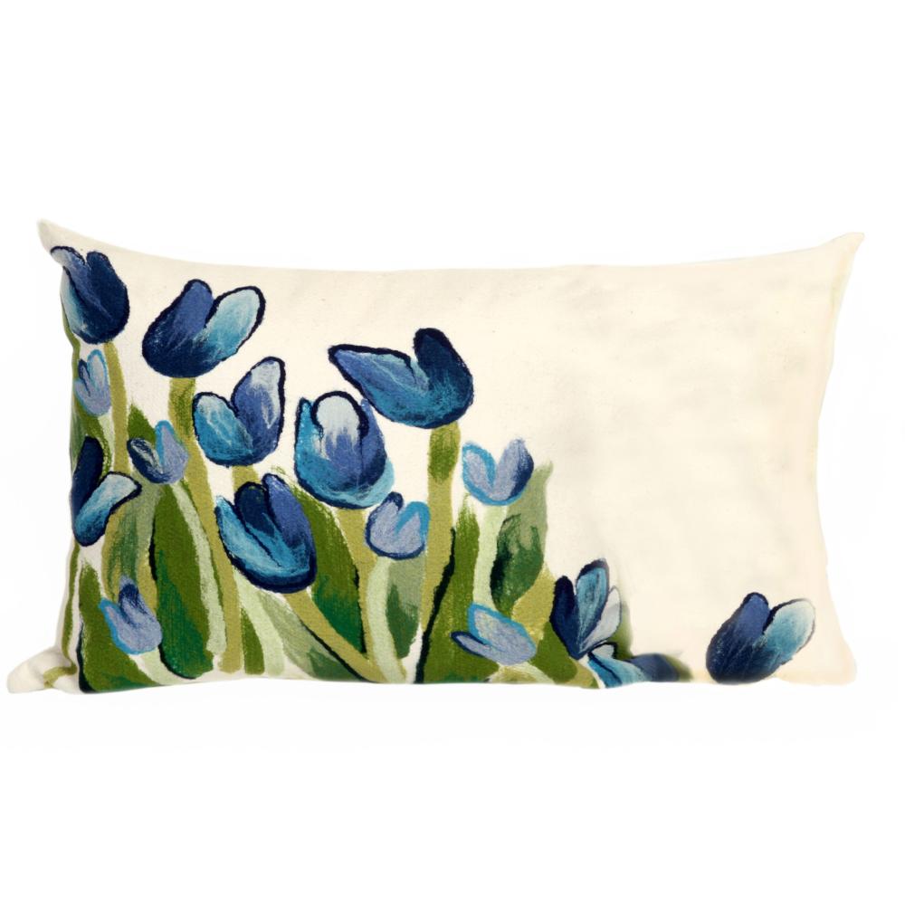Liora Manne 4134/03 Visions III Allover Tulips Indoor/Outdoor Pillow Blue 12" x 20"