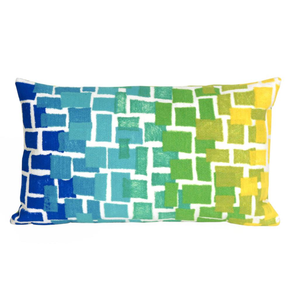 Liora Manne 4159/06 Visions III Ombre Tile Indoor/Outdoor Pillow Cool 12" x 20"