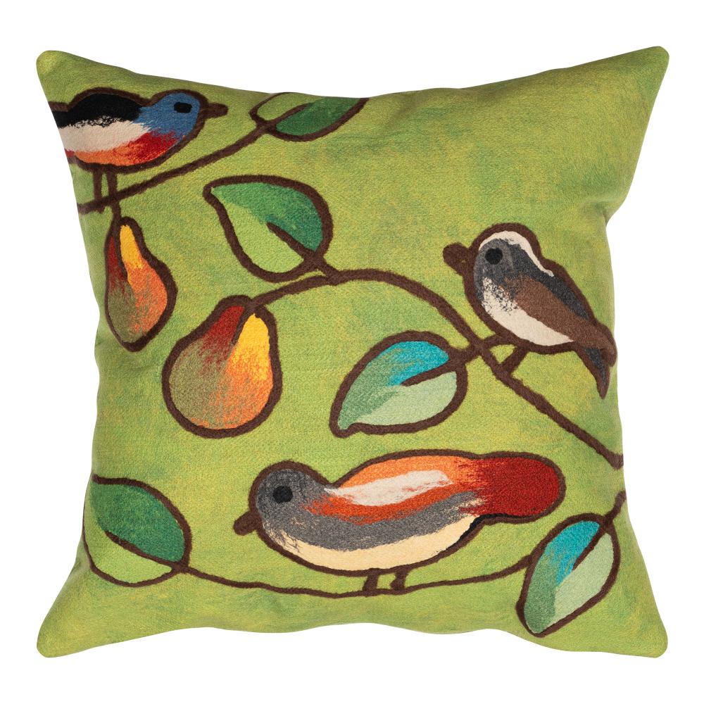 Liora Manne 7SC2S411906 VISIONS III SONG BIRDS GREEN Pillow