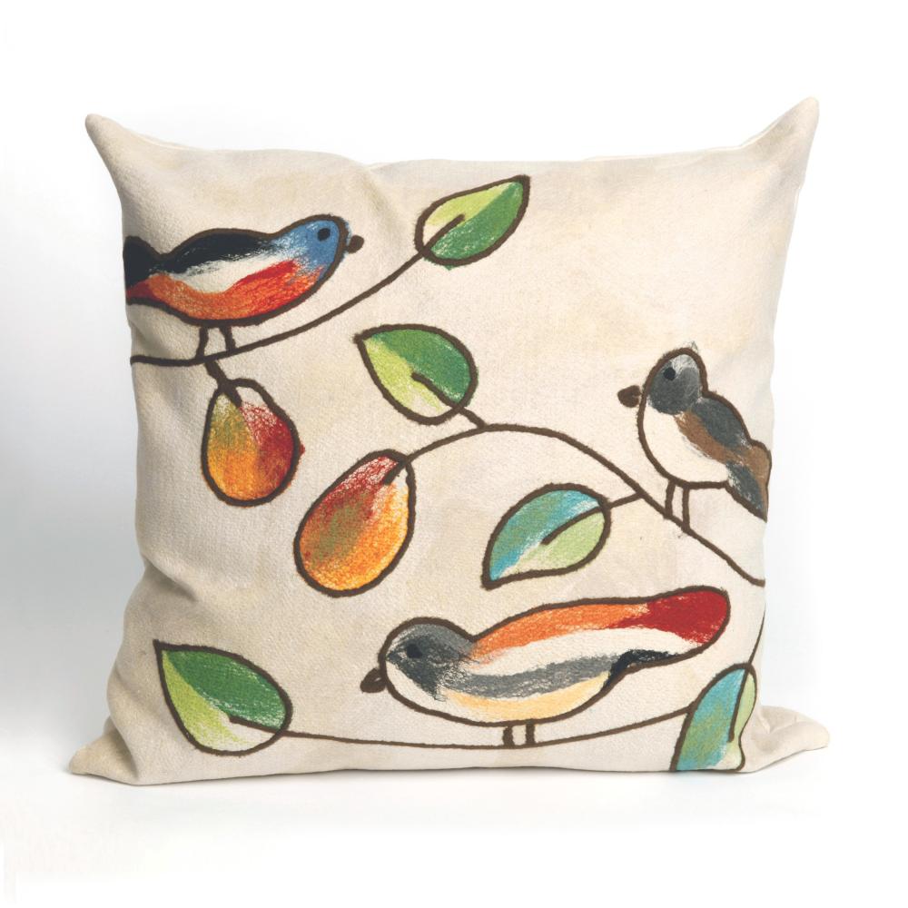 Liora Manne 7SC2S411912 VISIONS III SONG BIRDS CREAM Pillow
