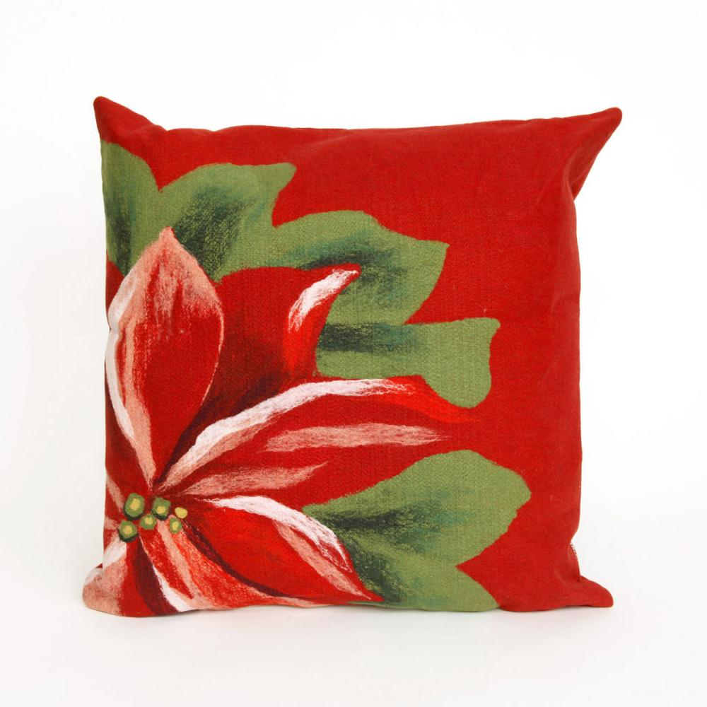 Liora Manne 4205/24 Visions III Poinsettia Indoor/Outdoor Pillow Red 20" x 20"