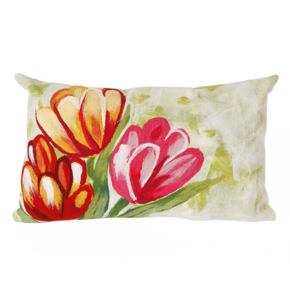 Liora Manne 3208/24 Visions IV Tulips Indoor/Outdoor Pillow Warm 12" x 20"