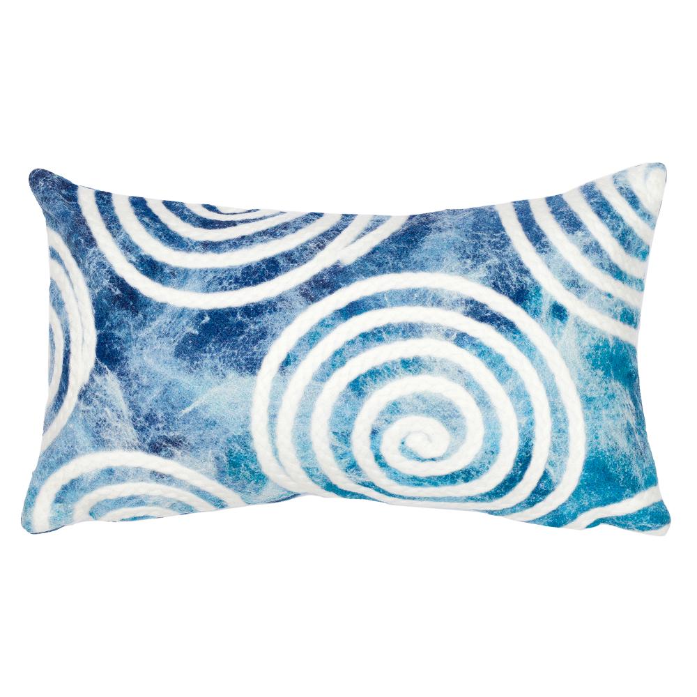 Liora Manne 5055/03 Visions IV Curl Indoor/Outdoor Pillow Blue 12" x 20"