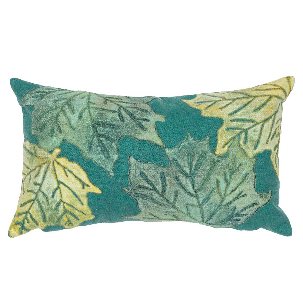 Liora Manne 5057/06 Visions IV Leaf Toss Indoor/Outdoor Pillow Forest Green 12" x 20"