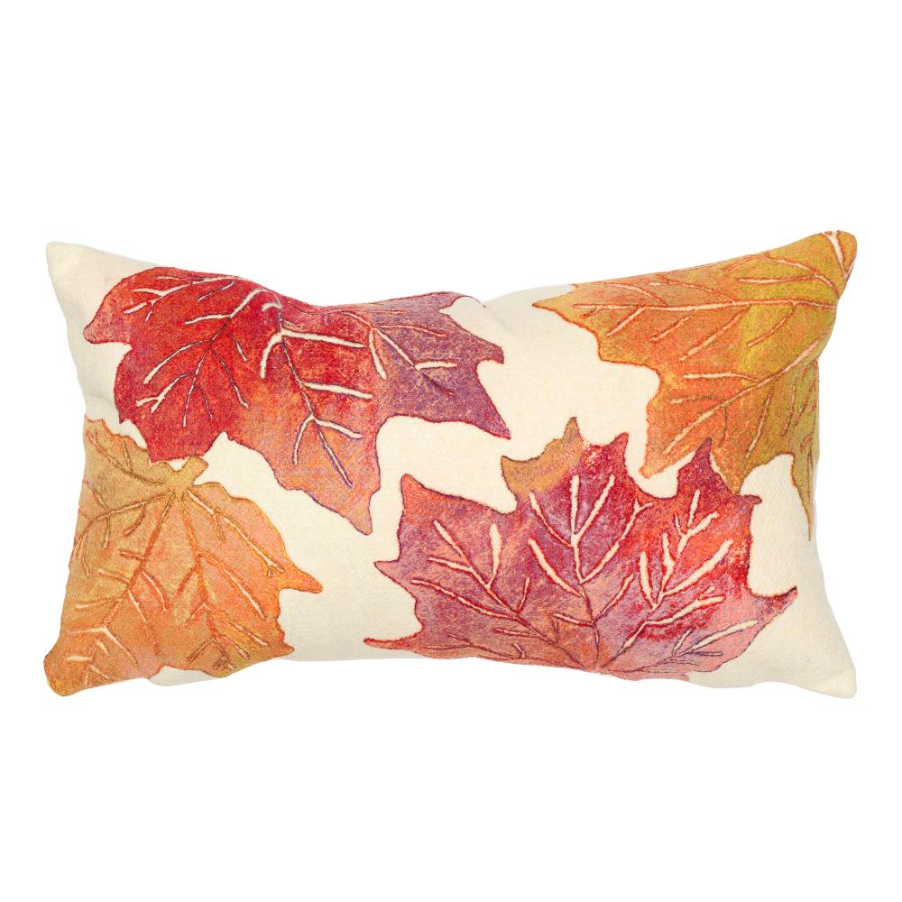 Liora Manne 5057/12 Visions IV Leaf Toss Indoor/Outdoor Pillow Flame Cream 12" x 20"