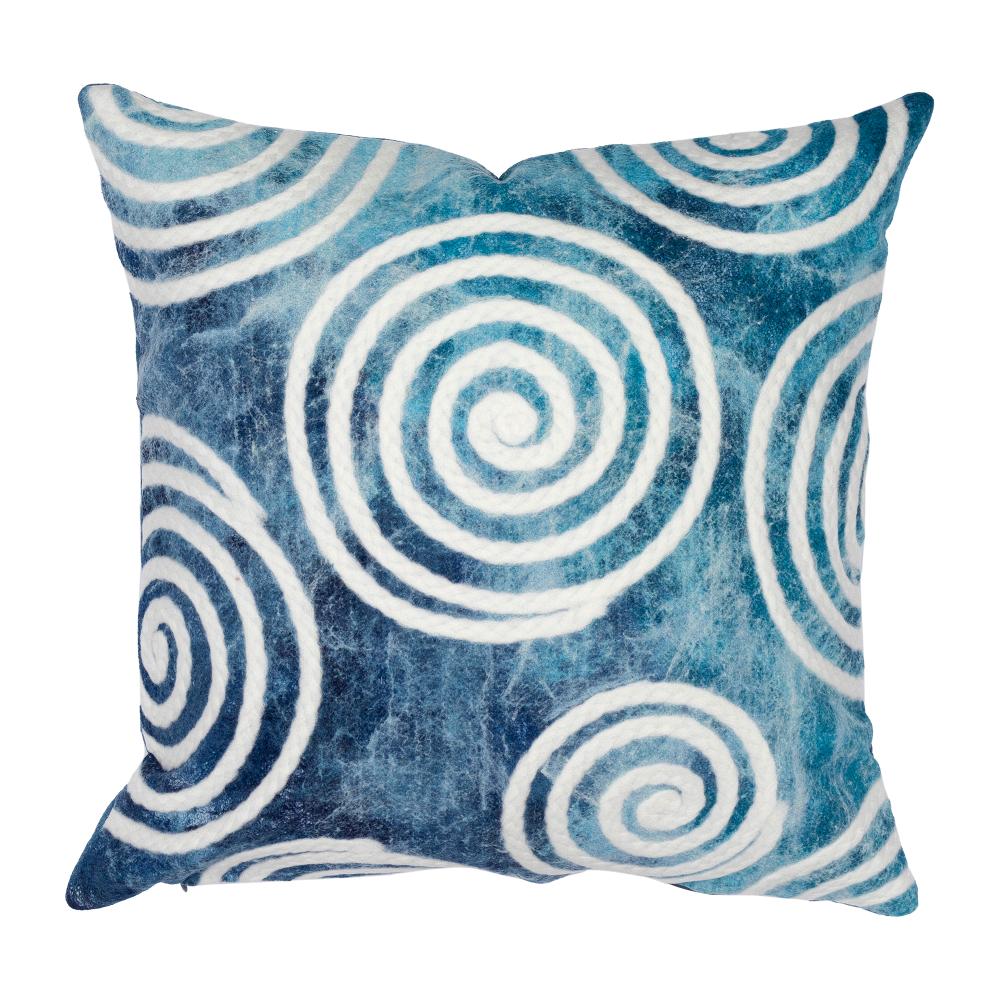 Liora Manne 5055/03 Visions IV Curl Indoor/Outdoor Pillow Blue 12" x 20"