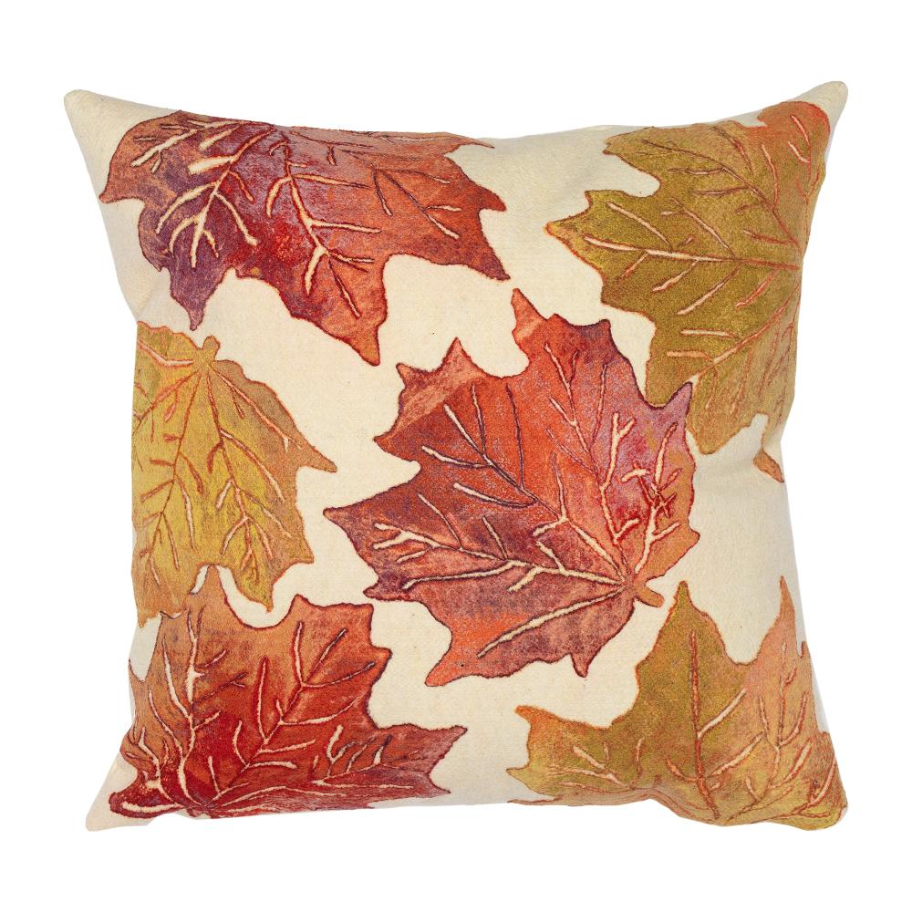 Liora Manne 5057/12 Visions IV Leaf Toss Indoor/Outdoor Pillow Flame Cream 20" x 20"