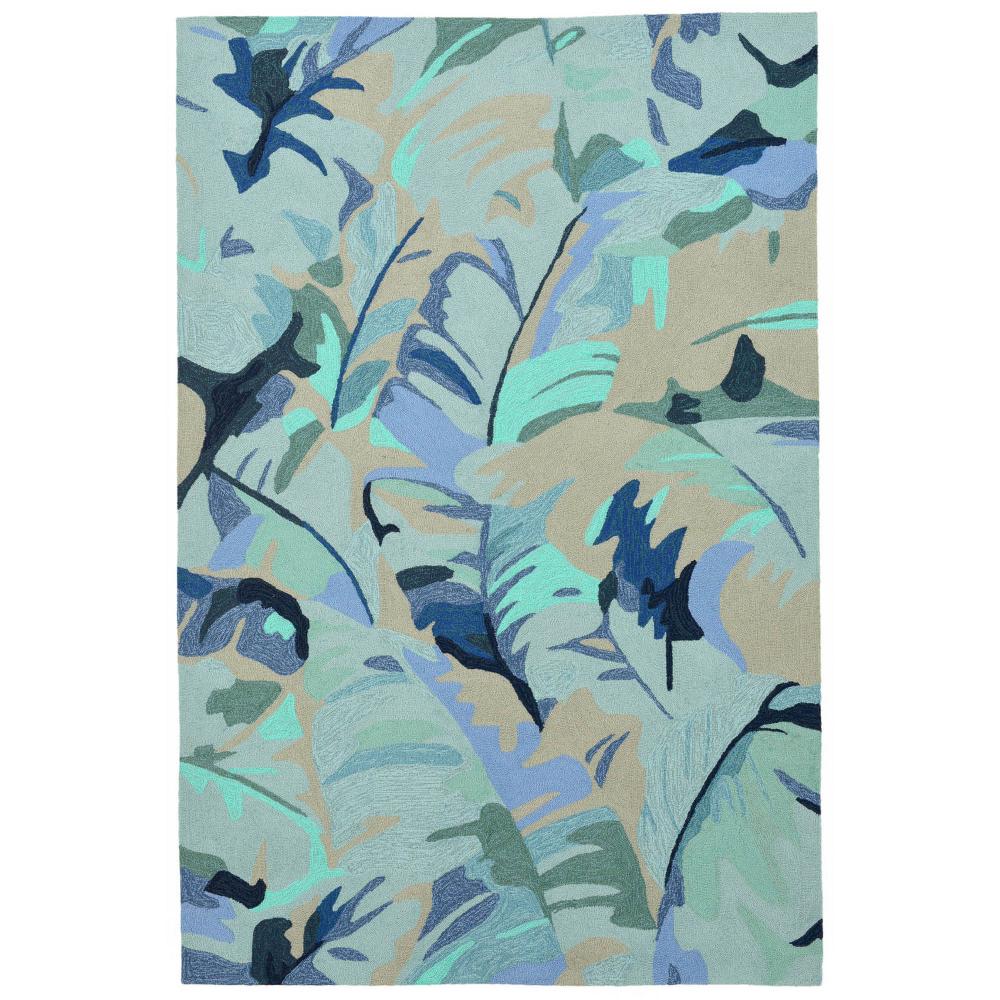 Liora Manne 1668/03 Capri Palm Leaf Indoor/Outdoor Rug Blue 24"X8